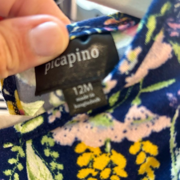 Girls 12m Floral Jumpsuit with Yellow and Pink Accents - Picture 3 of 3